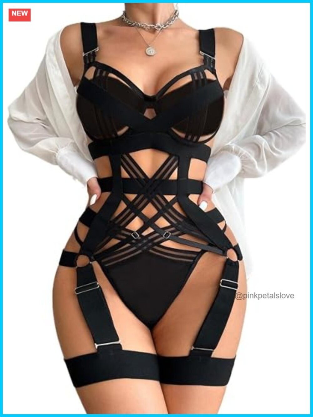 Cutout Strappy Garter Underwire Babydoll Bodysuit Shapewear